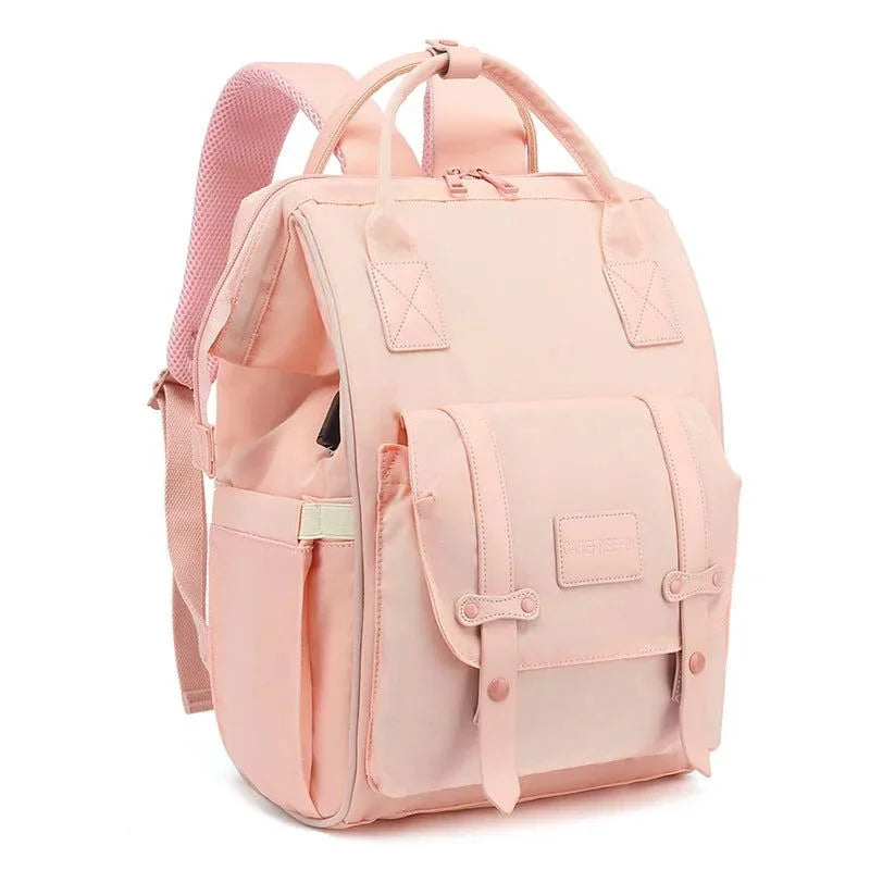 Mochila Infantil Maternidade Impermeável Preta Lenogue Rosa