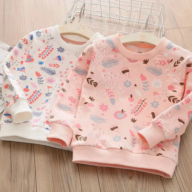 Moletom Infantil Manga Comprida Floral Rosa Lenogue