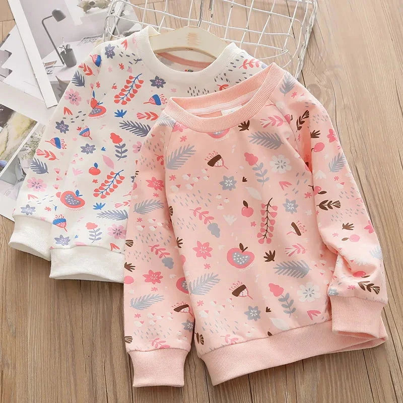 Moletom Infantil Manga Comprida Floral Rosa Lenogue