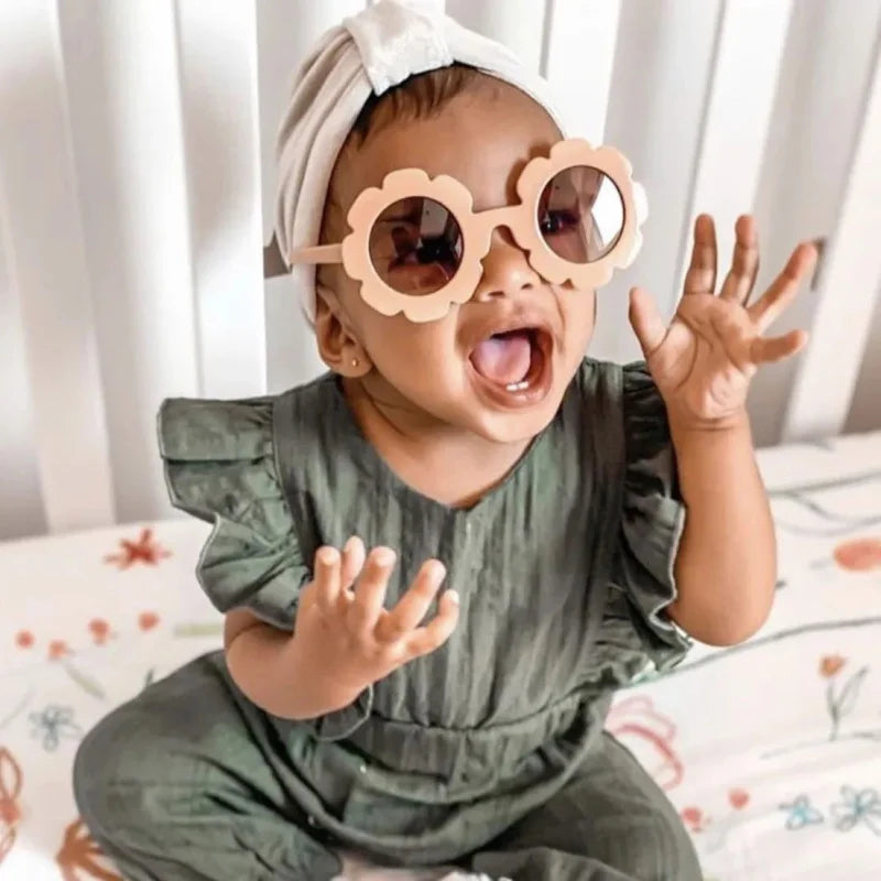 Óculos Infantil Vintage Flores Uv400 para Proteção e Estilo