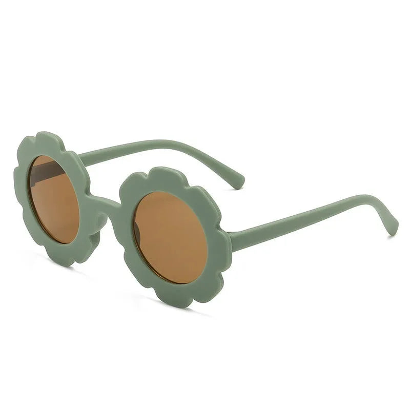 Óculos Infantil Vintage Flores Uv400 Rosa Lenogue