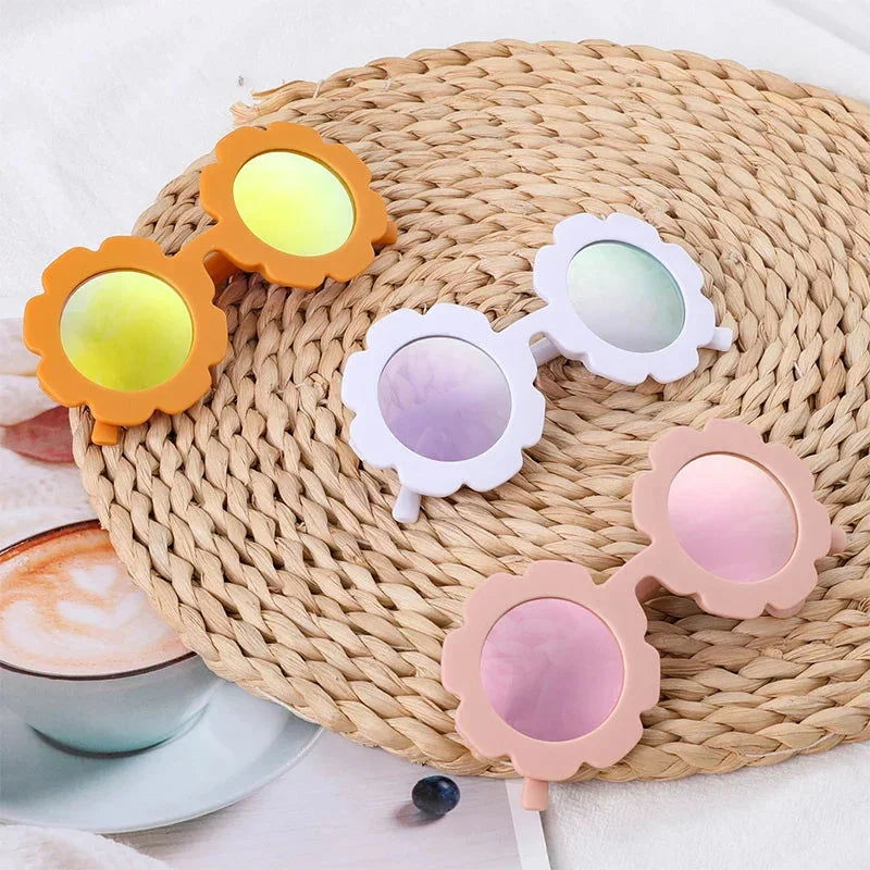 Óculos Infantil Vintage Flores Uv400 Rosa Lenogue