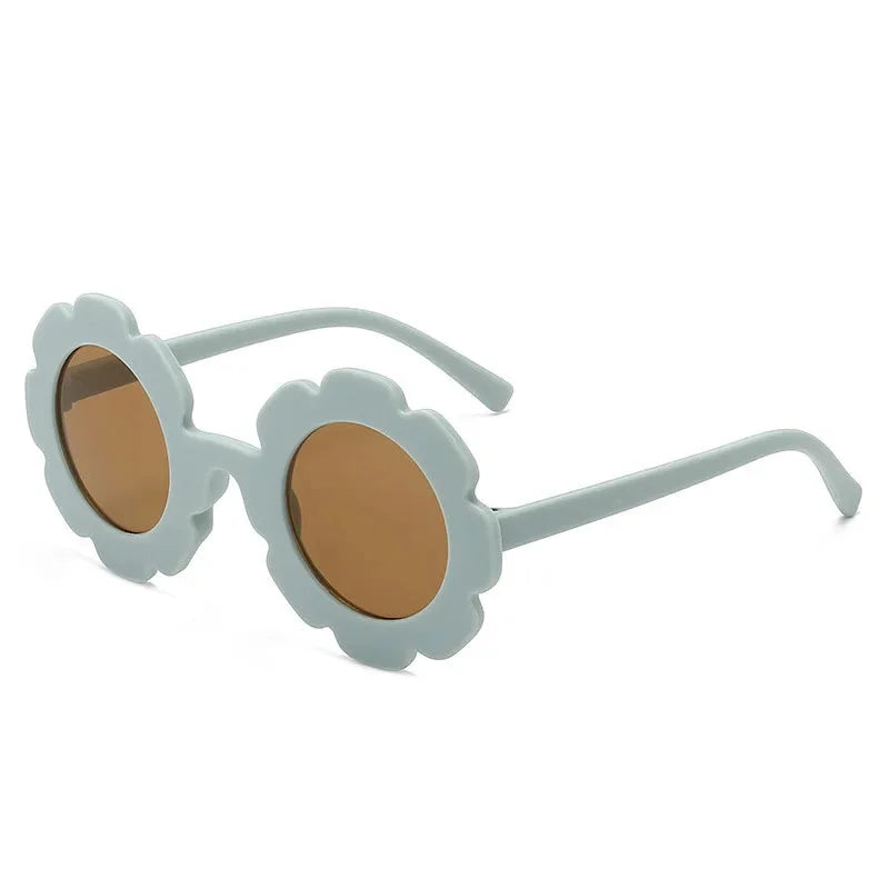 Óculos Infantil Vintage Flores Uv400 Rosa Lenogue Azul / 56mm
