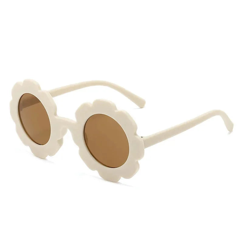Óculos Infantil Vintage Flores Uv400 Rosa Lenogue Branco / 56mm