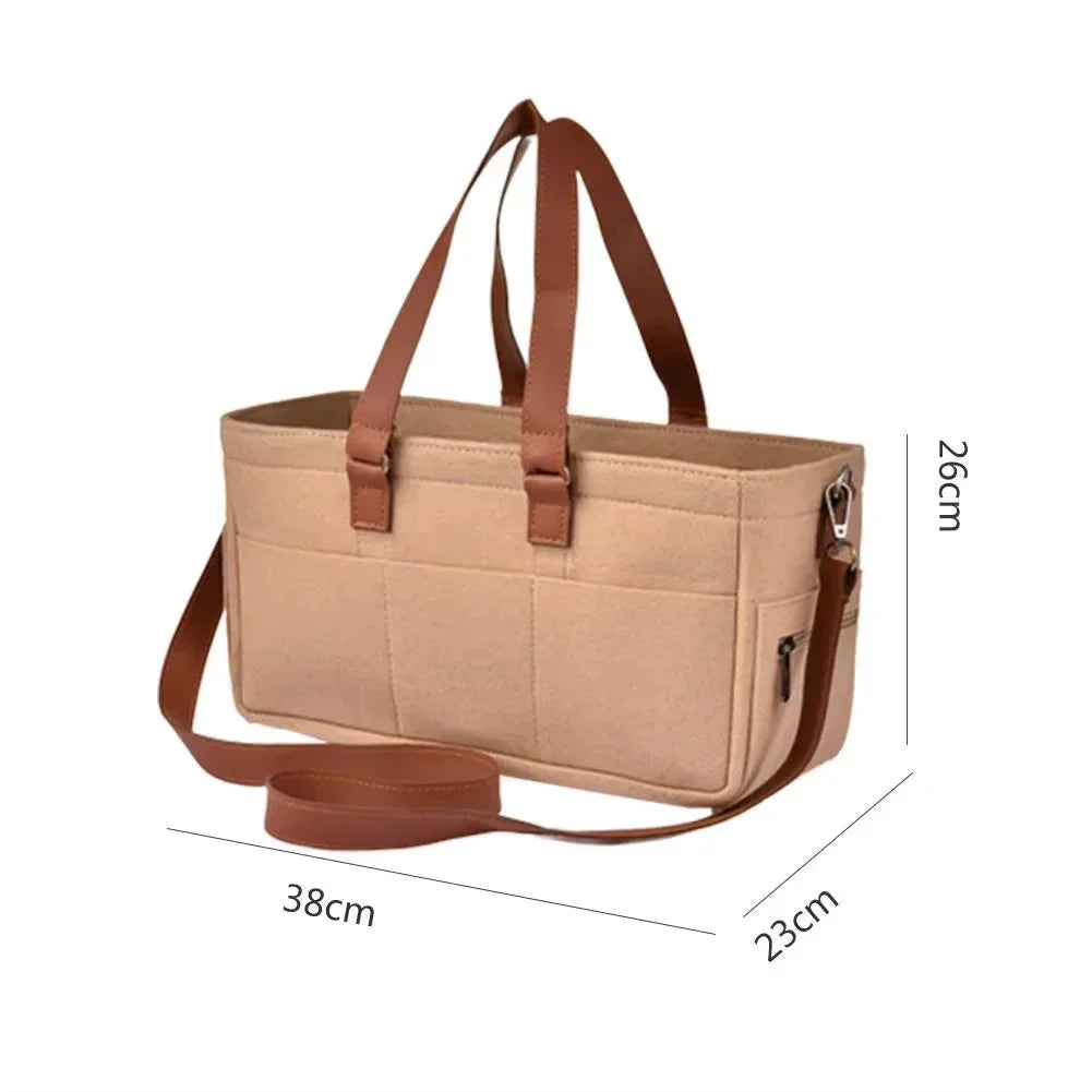 Organizador Infantil de Feltro para Fraldas com Bolsos e Alça Lenogue Marrom