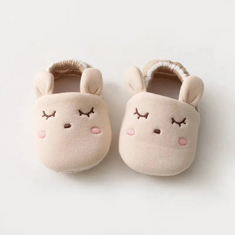 Pantufa Infantil Bichinhos Algodão Colorida Lenogue Coelhinho Bege / 0-6 Meses (11cm)