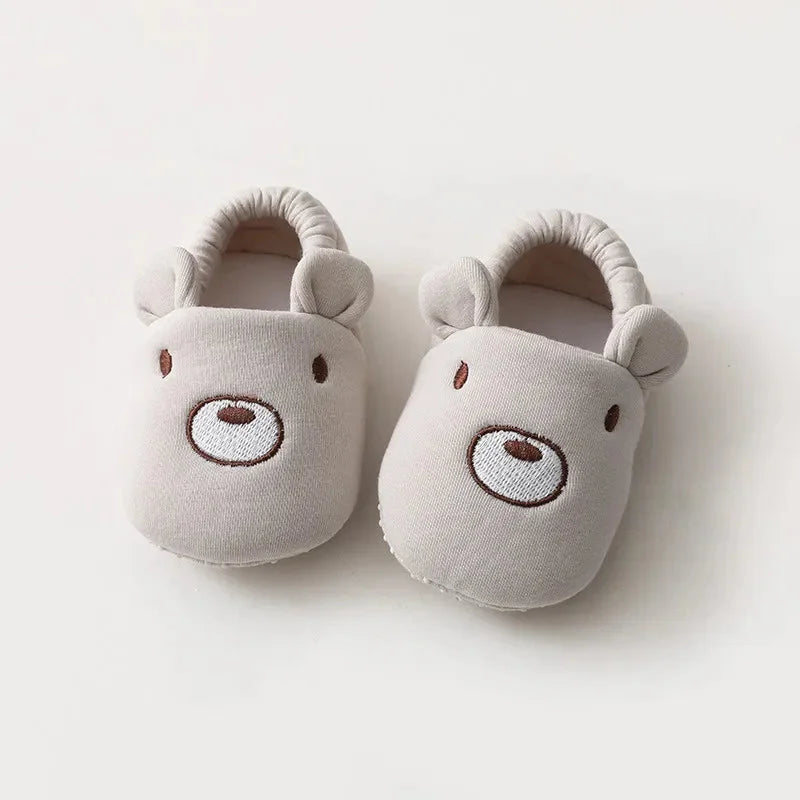 Pantufa Infantil Bichinhos Algodão Colorida Lenogue Ursinho Bege / 0-6 Meses (11cm)