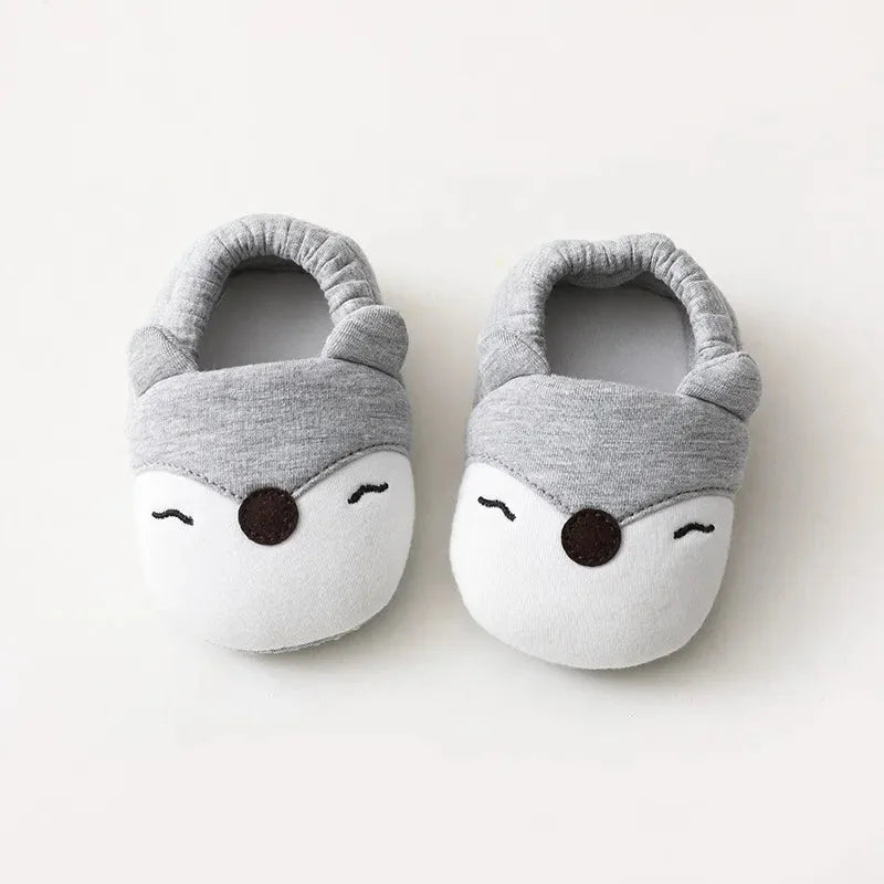 Pantufa Infantil Bichinhos Algodão Colorida Lenogue Raposinha Cinza / 0-6 Meses (11cm)
