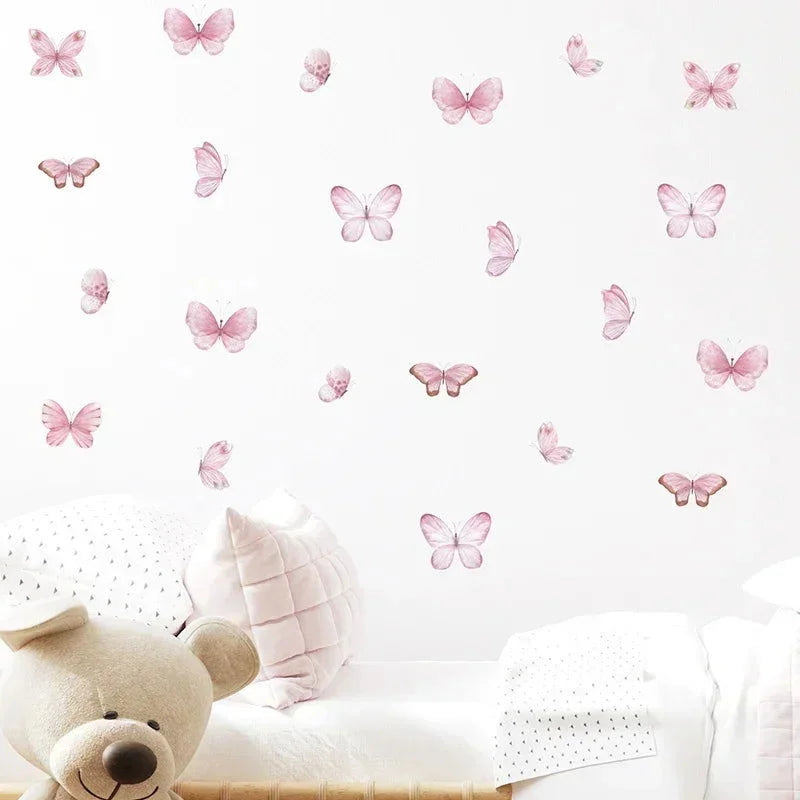Papel Adesivo Infantil Borboletas Aquarela Rosa Lenogue