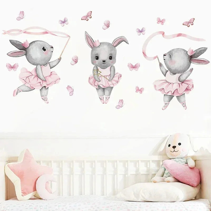 Papel Adesivo Infantil Coelhinha Bailarina Rosa Lenogue 1 Peça (30 x 90 Cm)