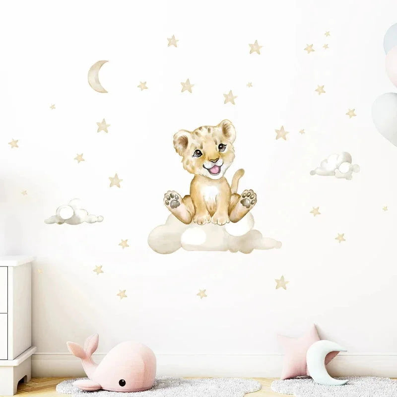 Papel Adesivo Infantil Tigre com Lua Laranja Lenogue 1 Peça (30 x 60 Cm)