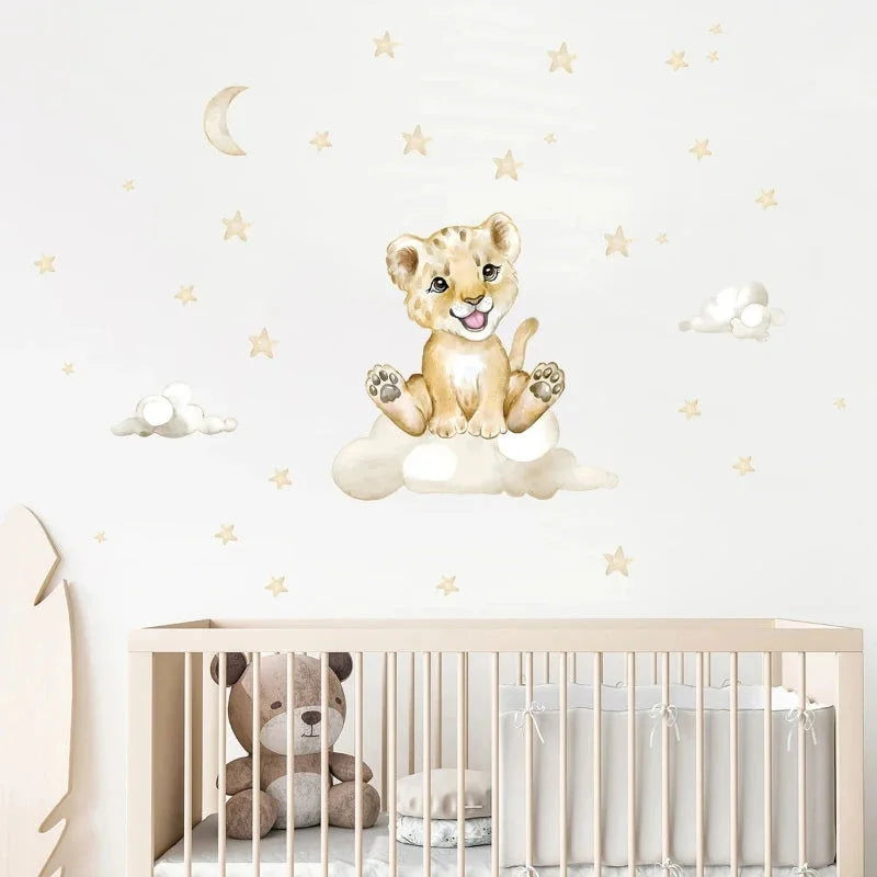 Papel Adesivo Infantil Tigre com Lua Laranja Lenogue 1 Peça (30 x 60 Cm)