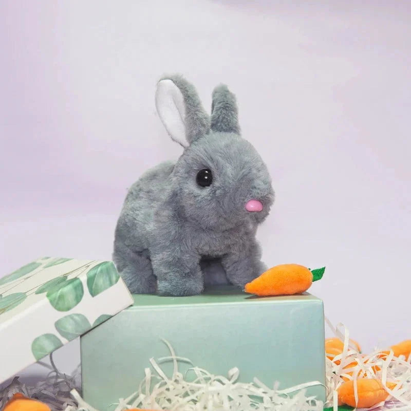 Pelúcia Infantil Coelho Elétrico Branco Lenogue Cinza