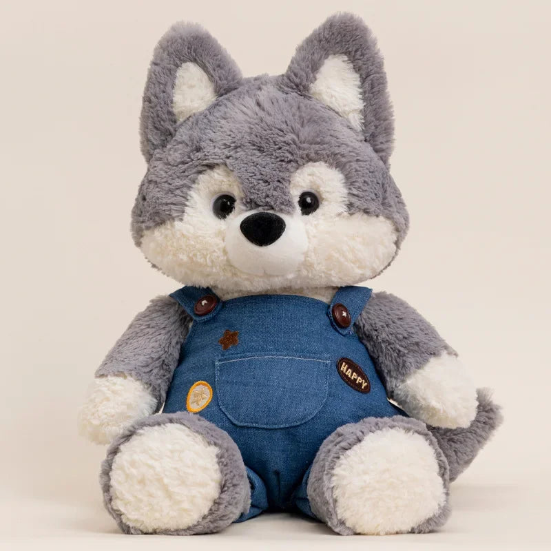 Pelúcia Infantil Cachorro Husky Almofada de Dormir Lenogue Cinza