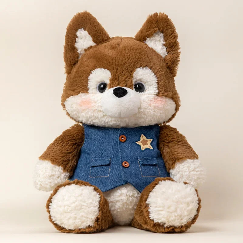 Pelúcia Infantil Cachorro Husky Almofada de Dormir Lenogue Marrom