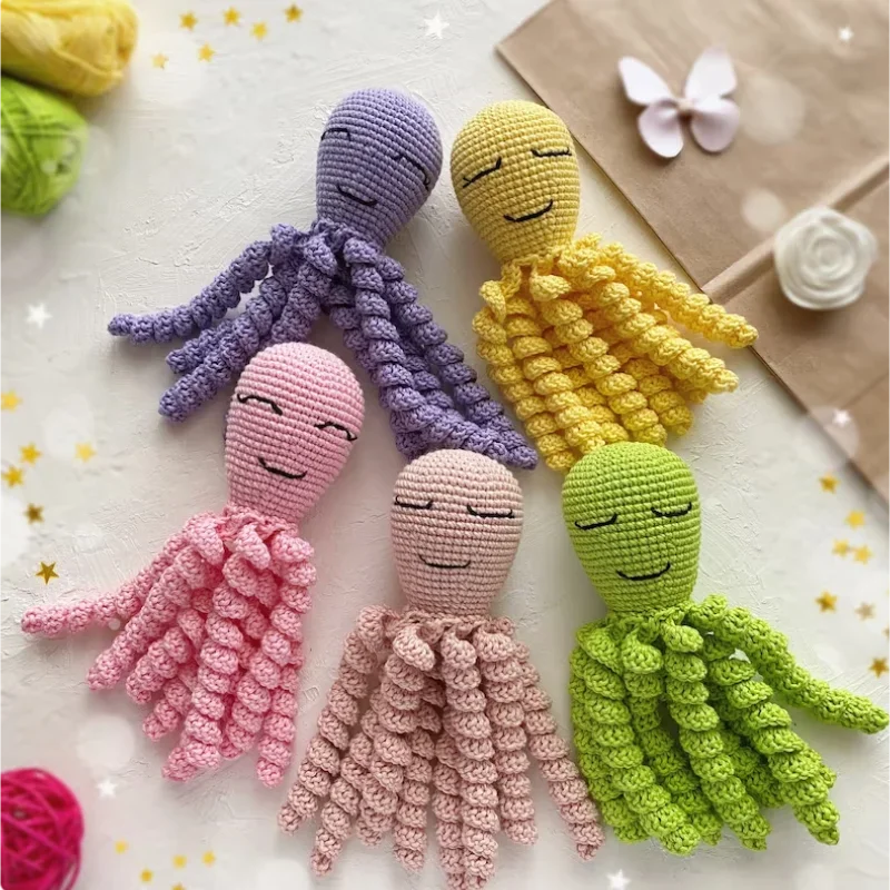 Pelúcia Infantil Polvo Amigurumi Colorido Lenogue