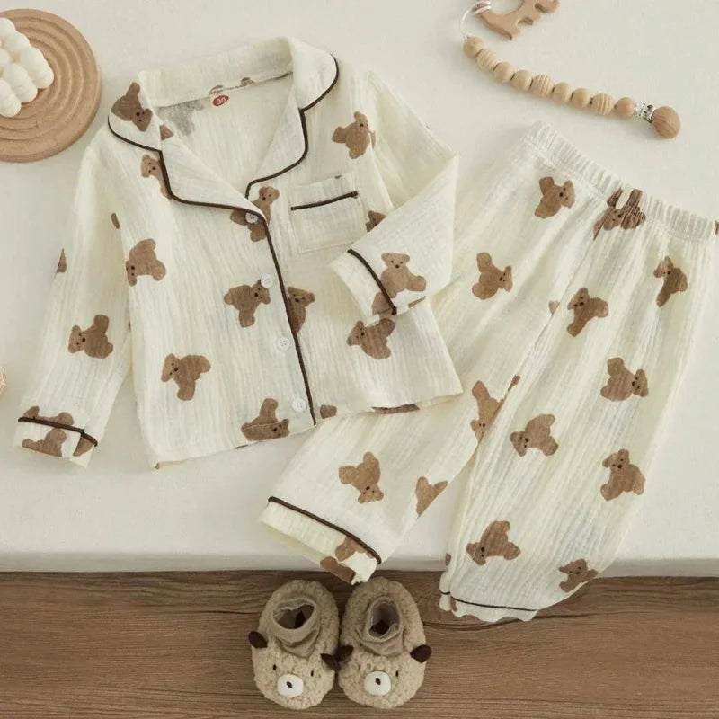 Pijama Infantil Bear Marrom Lenogue Pijama Macio Bear para Crianças