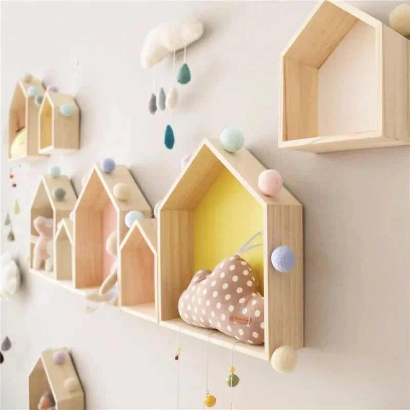 Prateleira Infantil para Parede de Madeira Casa Lenogue Amarelo / g - 35 x 30 x 8 Cm