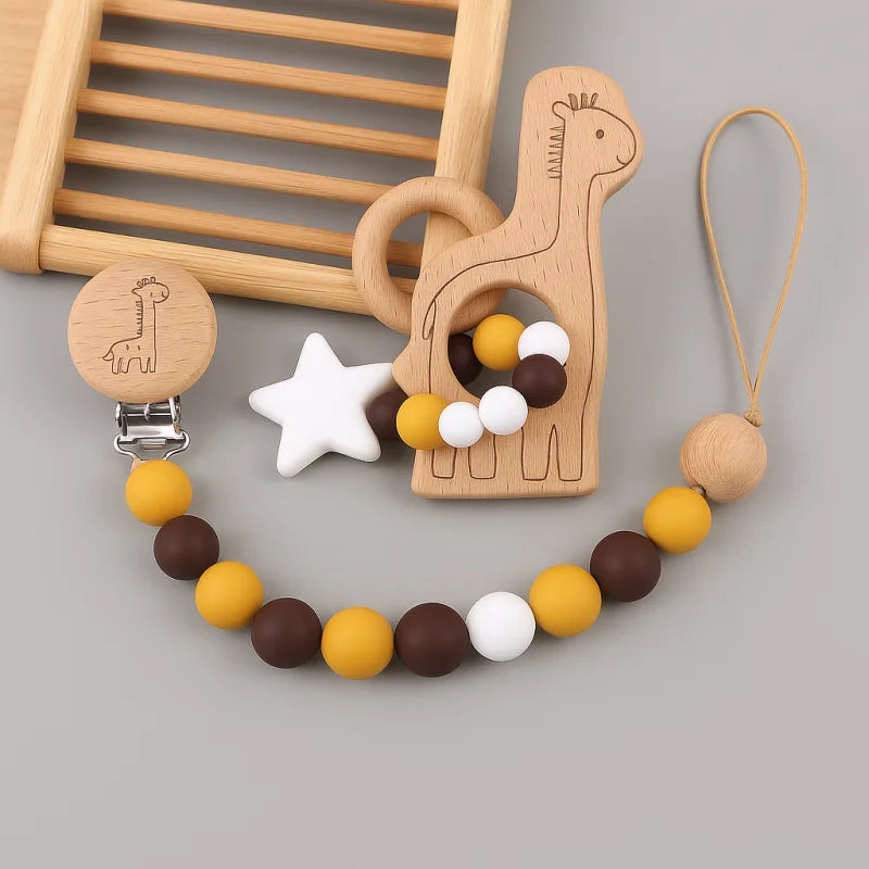 Prendedor de Chupeta Infantil em Silicone 2 Peças Lenogue Amarelo