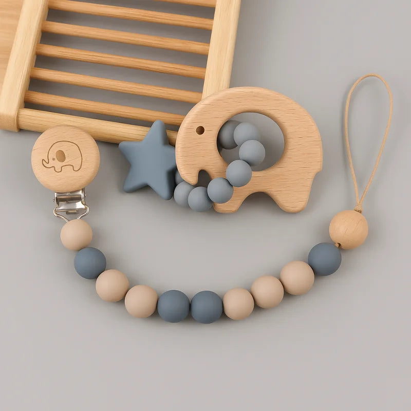 Prendedor de Chupeta Infantil em Silicone 2 Peças Lenogue Azul