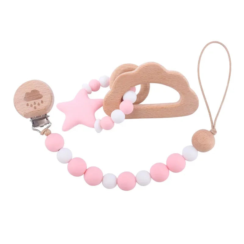 Prendedor Infantil Chupeta Silicone 2 Peças Cinza Lenogue Mod. 04