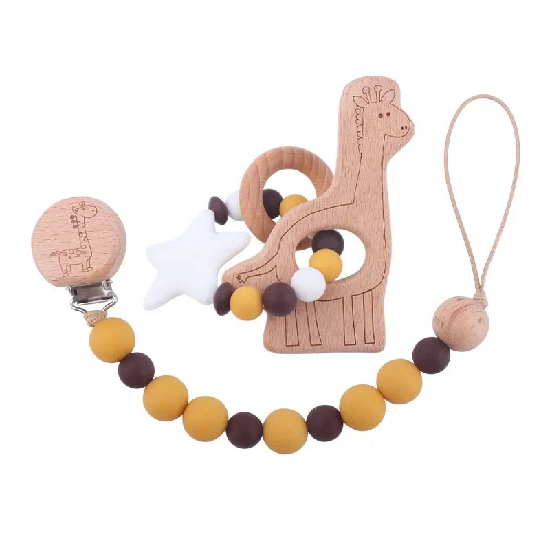 Prendedor Infantil Chupeta Silicone 2 Peças Cinza Lenogue Mod.06