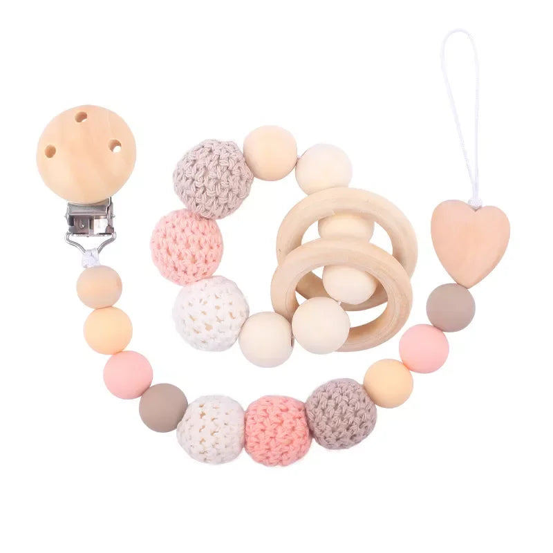 Prendedor Infantil Chupeta Silicone 2 Peças Cinza Lenogue