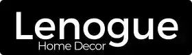 Logotipo de texto preto e branco exibindo 'Lenogue Home Decor' em uma fonte moderna.