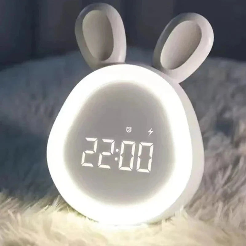 Relógio Infantil Despertador Coelho com Luz Lenogue Branco / 8.8 x 7.35 11.2 Cm