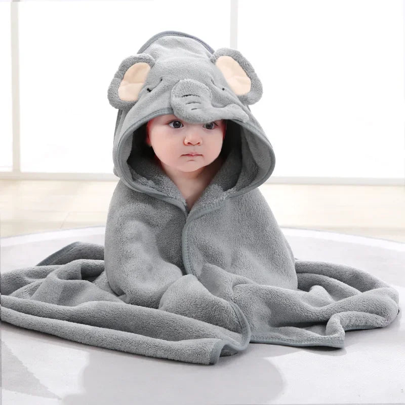 Roupão Infantil Banho Baby Bichinhos Lenogue Roupão Refinado para Bebê Elefante Cinza
