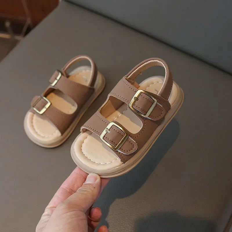 Sandália Infantil com Solado Macio Estilo Casual para Verão Lenogue Marrom / 15-16