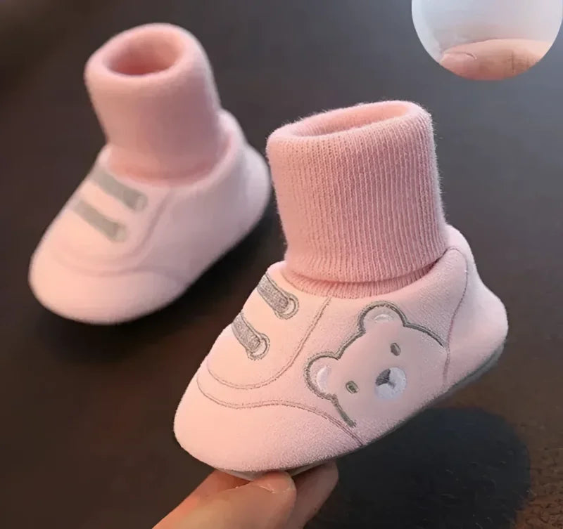 Sapatinho Infantil com Meia para Bebês Rosa Lenogue Mod. 01 - Rosa / 0-6 Meses (palmilha 11cm)