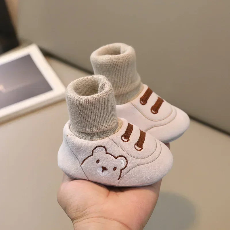 Sapatinho Elegante com Meia para Bebês Lenogue Ideal para Faixa Etária</assistant Mod. 02 - Bege / 0-6 Meses (palmilha