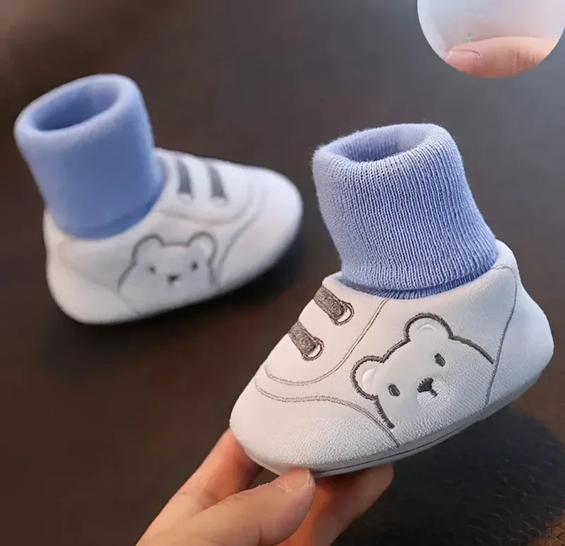 Sapatinho Infantil com Meia para Bebês Rosa Lenogue Mod. 01 - Azul / 0-6 Meses (palmilha 11cm)