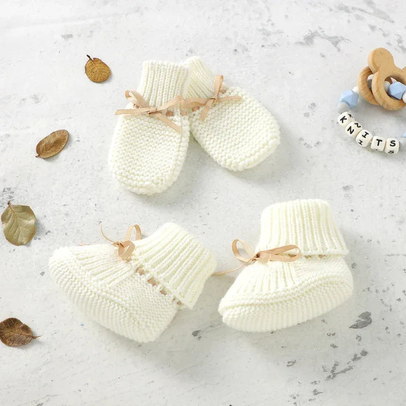 Sapatinho Infantil Tricot Luva Laço Borboleta Fleur Lenogue Branco / 0-3 Meses