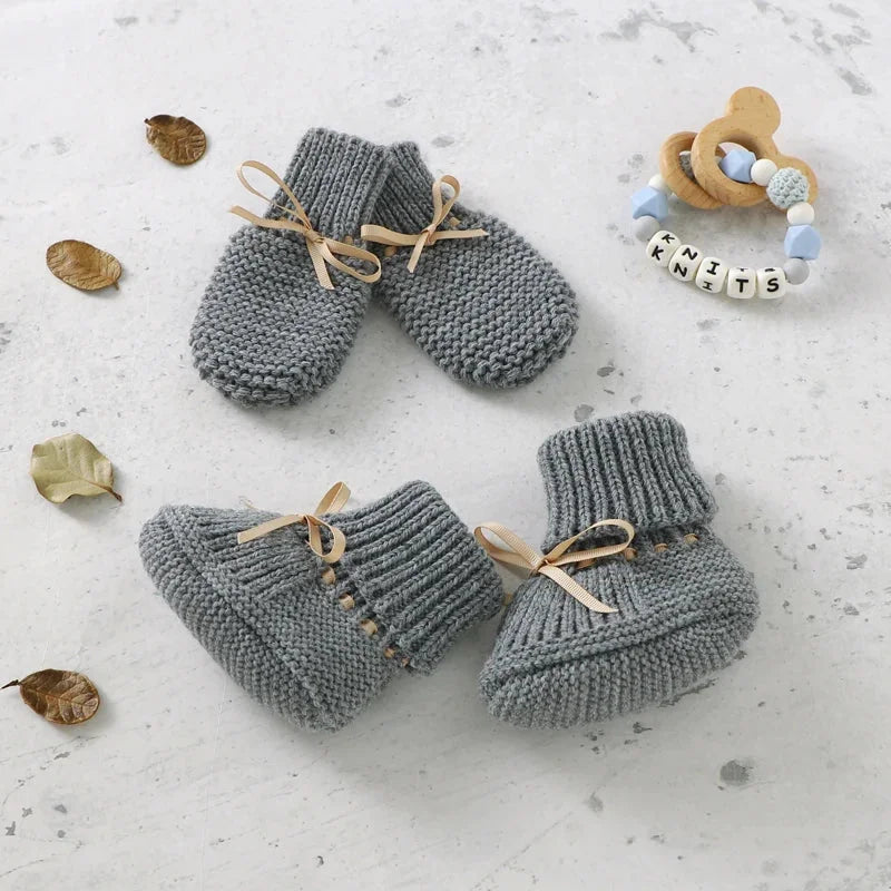 Sapatinho Infantil Tricot Luva Laço Borboleta Fleur Lenogue Cinza / 0-3 Meses