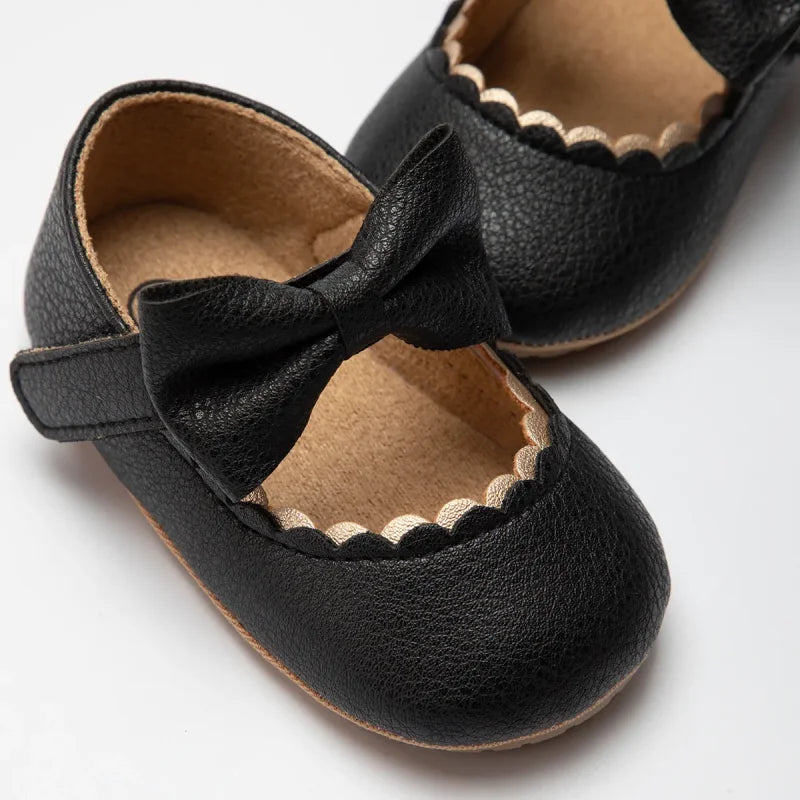 Sapatinhos Infantil com Laço Borboleta Rosa Lenogue Preto / 0-6 Meses (17)