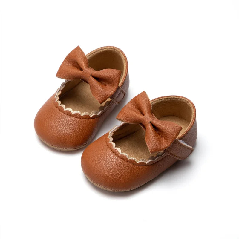 Sapatinhos Infantil com Laço Borboleta Rosa Lenogue Marrom / 0-6 Meses (17)