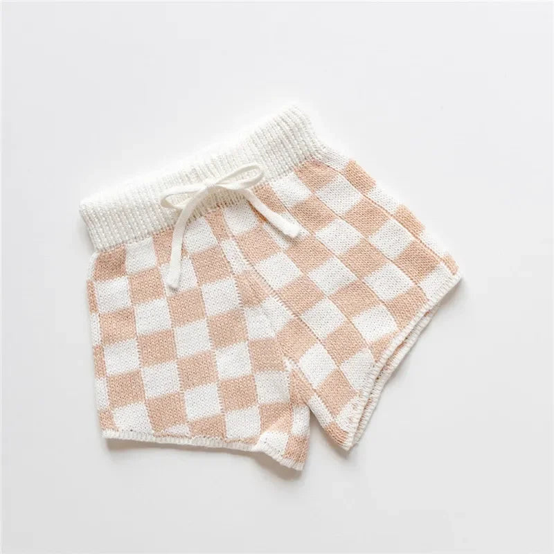 Short Infantil Tricot Xadrez Vermelho Lenogue Short Rosa / Algodão / 12-18 Meses (80)