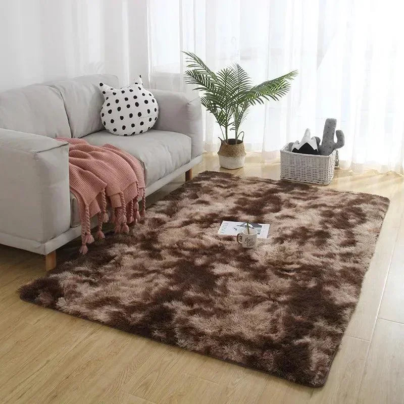 Tapete Infantil Felpudo Tie-dye Gradiente Colorido Lenogue Marrom / 100 x 200 Cm