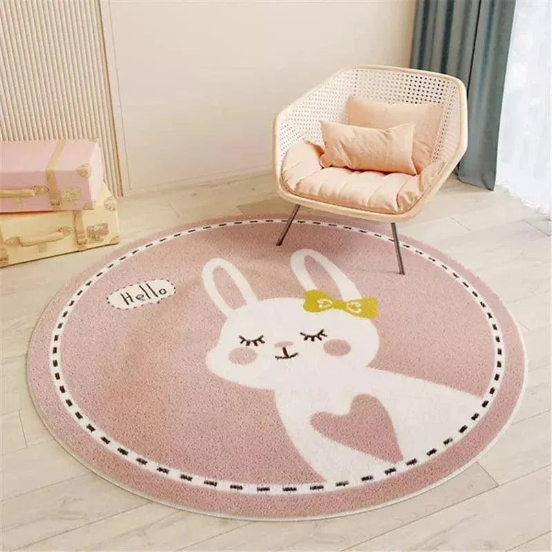 Tapete Infantil Redondo Coelho Rosa Lenogue Coelho / 80cm x 80cm