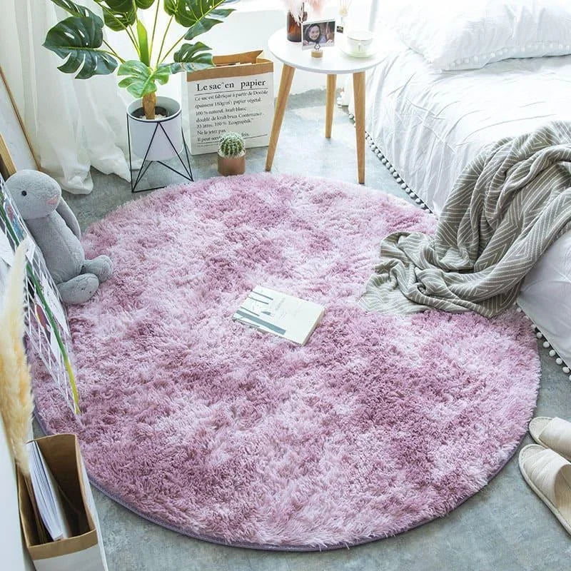 Tapete Infantil Redondo Felpudo Rosa Mescla Lenogue 100cm x 100cm