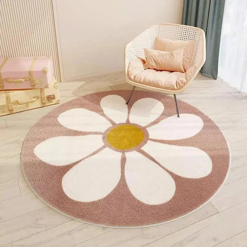 Tapete Infantil Redondo Flor Multicolorido Lenogue Flor / 80cm x 80cm