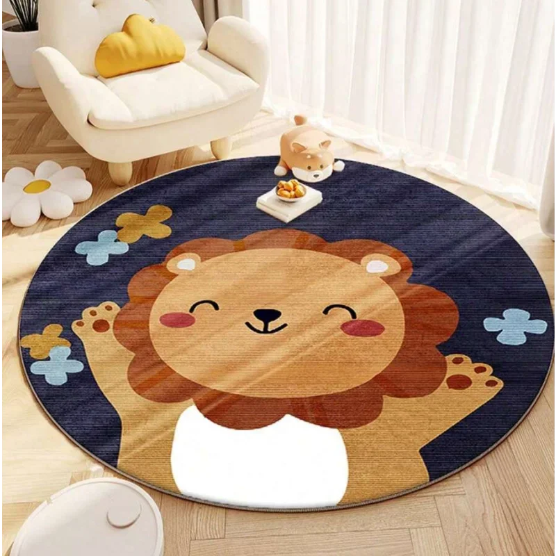 Tapete Infantil Redondo Leão Amarelo Lenogue
