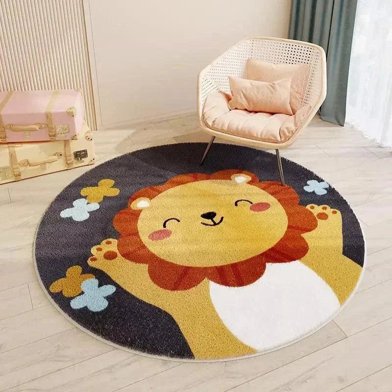 Tapete Infantil Redondo Leão Amarelo Lenogue Leão / 80cm x 80cm