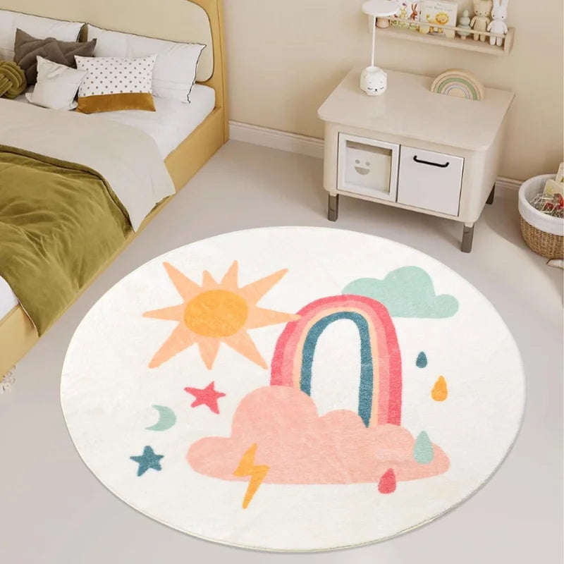 Tapete Infantil Redondo Nuvem Arco-íris Lenogue Nuvem Arco-íris / Diâmetro: 120cm