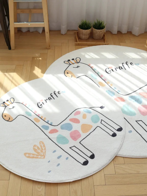 Tapete Infantil Redondo Girafa Amarelo Lenogue