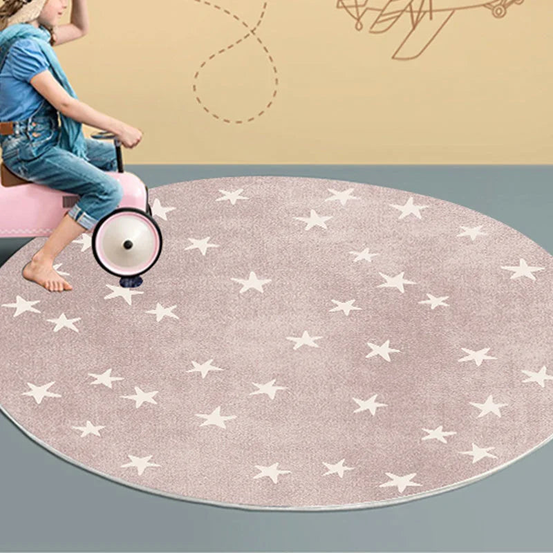 Tapete Infantil Redondo Estrela Rosa Lenogue