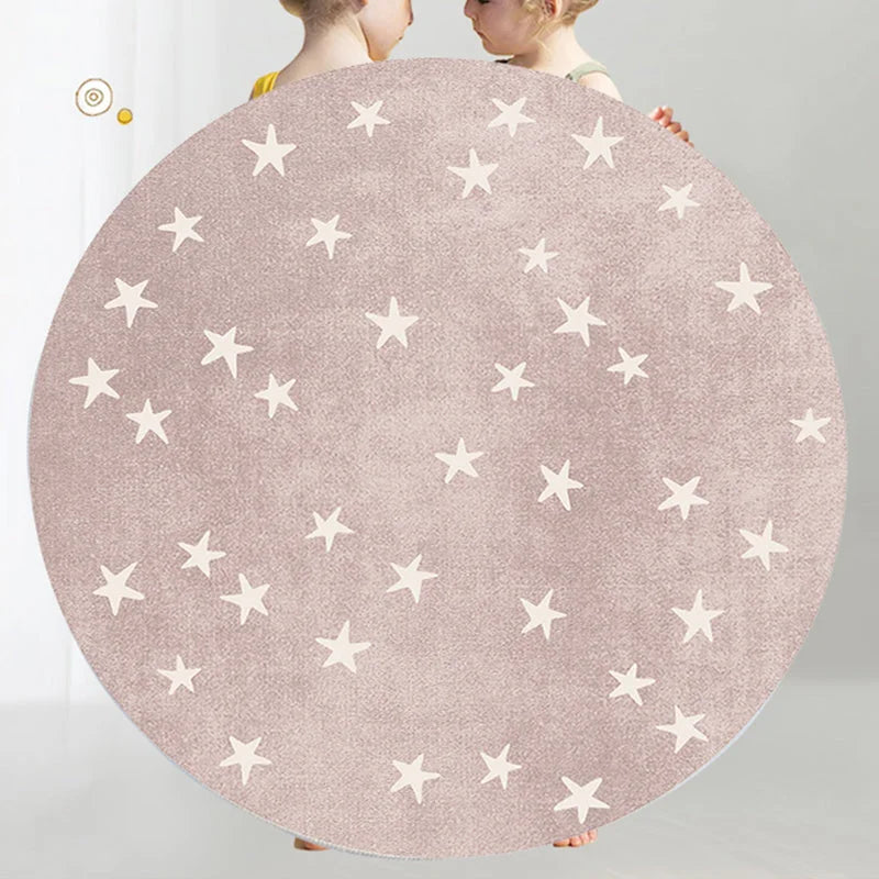 Tapete Infantil Redondo Estrela Rosa Lenogue