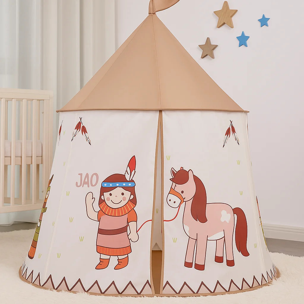 Tenda Infantil Casa de Brincar Portátil Lenogue Marrom - Mod. 02